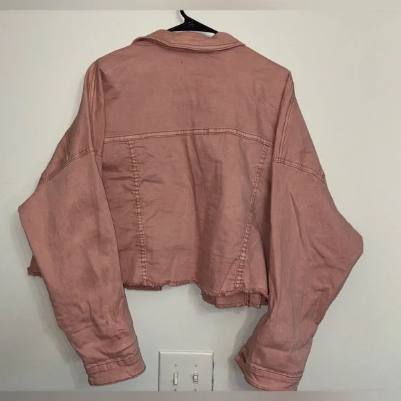 Boyfriend Cropped Denim Jacket | Pink | Size 20 - Picture 3 of 6